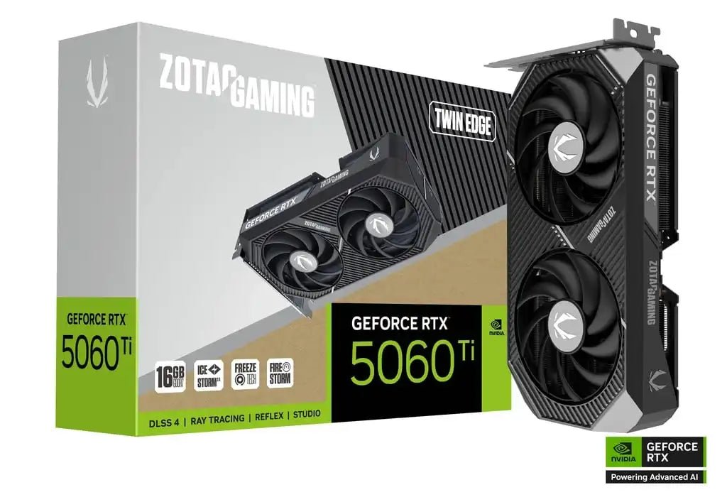 ZOTAC GAMING GeForce RTX 5060 Ti 16GB Twin Edge Graphics Card | ZT - B50620E - 10M - 8886307700612 - Vektra Computers LLC ZOTAC GAMING GeForce RTX 5060 Ti 16GB Twin Edge Graphics Card | ZT - B50620E - 10M - 8886307700612 - Vektra Computers LLC